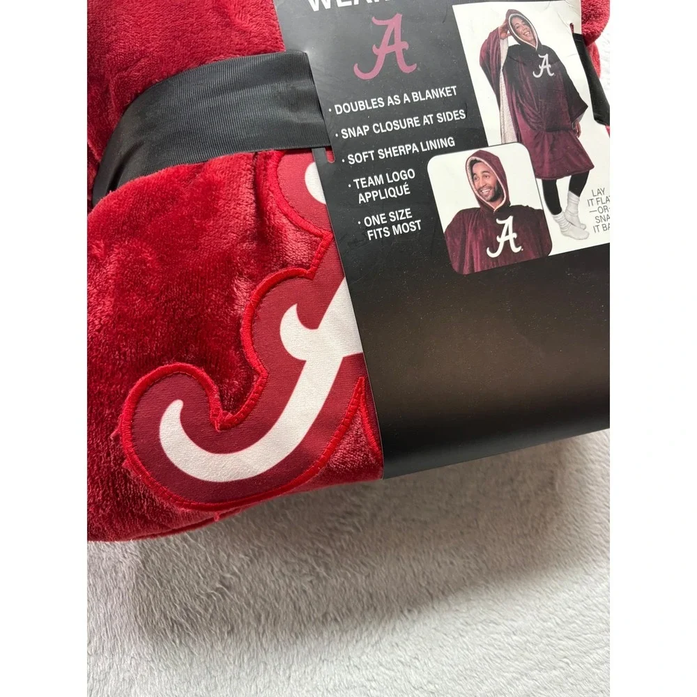 Alabama Crimson Tide Deluxe Plush Wearable Hooded Throw Blanket Sherpa New 60x80